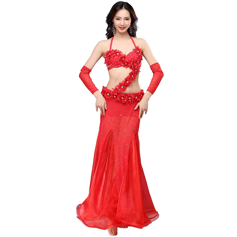 

Red Belly Dance Costume For Women Red Bollywood Bellydance Performance Clothing Oriental Dancing Outfits Exotic Dancewear DC1754