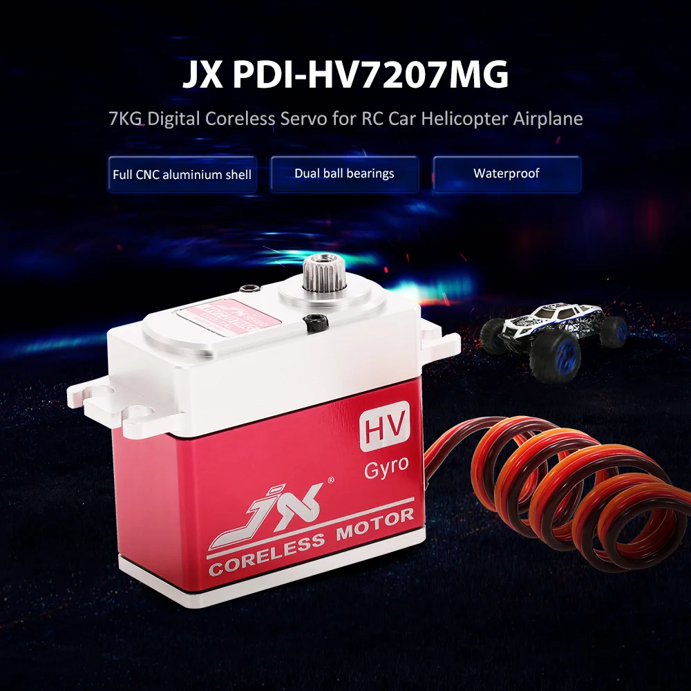 

JX PDI-HV7207MG 7KG RC Car Aluminium Waterproof Digital Coreless Servo for RC Helicopter RC Boat RC Airplane