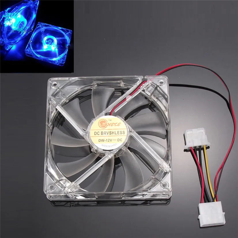Factory Price Binmer Blue Quad 4-LED Light Neon Clear 120mm PC Computer Case Cooling Fan Mod Drop Shipping Good Quality | Компьютеры и