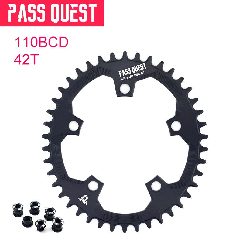 PASS QUEST 110/5 BCD 110BCD Овальный дорожный велосипед Узкий широкий Chainring 42 T-52 T велосипедный велосипедная Звездочка для sram 3550 APEX RED Crankset - Цвет: 110BCD Oval 42T