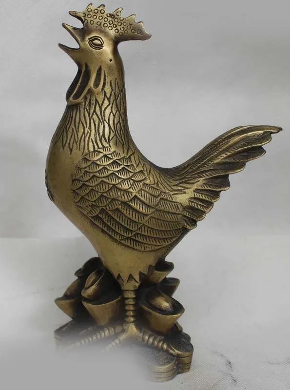 

10 " Chinese Fengshui Bronze Lucky 12 Zodiac Year Rooster Cock Wealth Statue
