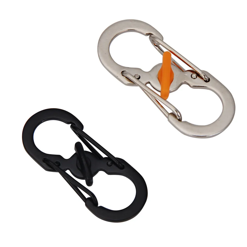 

8 Word Buckle Locking Carabiner Keychain Travelling Cycling Outdoor Camping Hiking Theft Stainless Steel Quickdraws 4A