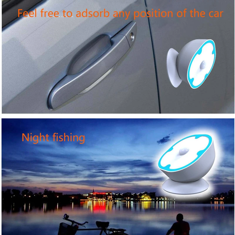 

USB Charging LED Motion Sensor Night Light 360 Degree Rotating Bathroom Wall Cabinet Table Lamp TN88