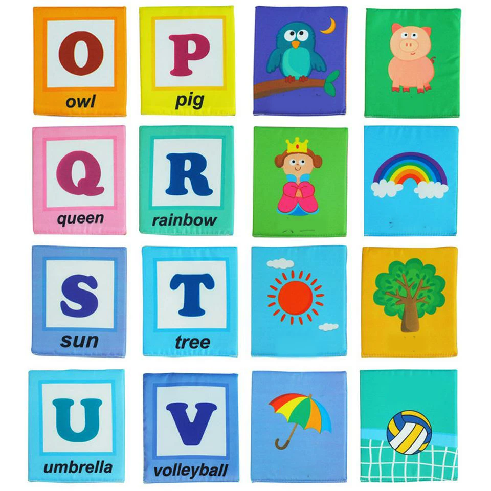 Recursos de Aprendizagem Montessori Primeiros Educacional Série 26 Pces Alfabeto Macio Cartões Pano Bolsa Livros Minha Primeira Palavra Livro Zoo 4 Weddings & Events