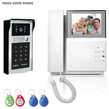 

New 4.3inch Video Doorphone System Visual Intercom Doorbell High Definition Monitor ID Card& Password Unlock waterproof Camera