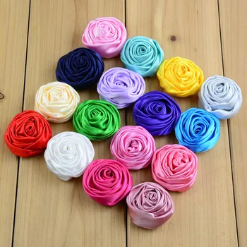 

200pcs/lot 3.5cm DIY Mini Satin Rosette Flowers Fabric Handmade Flowers 20 color Hair Accessories