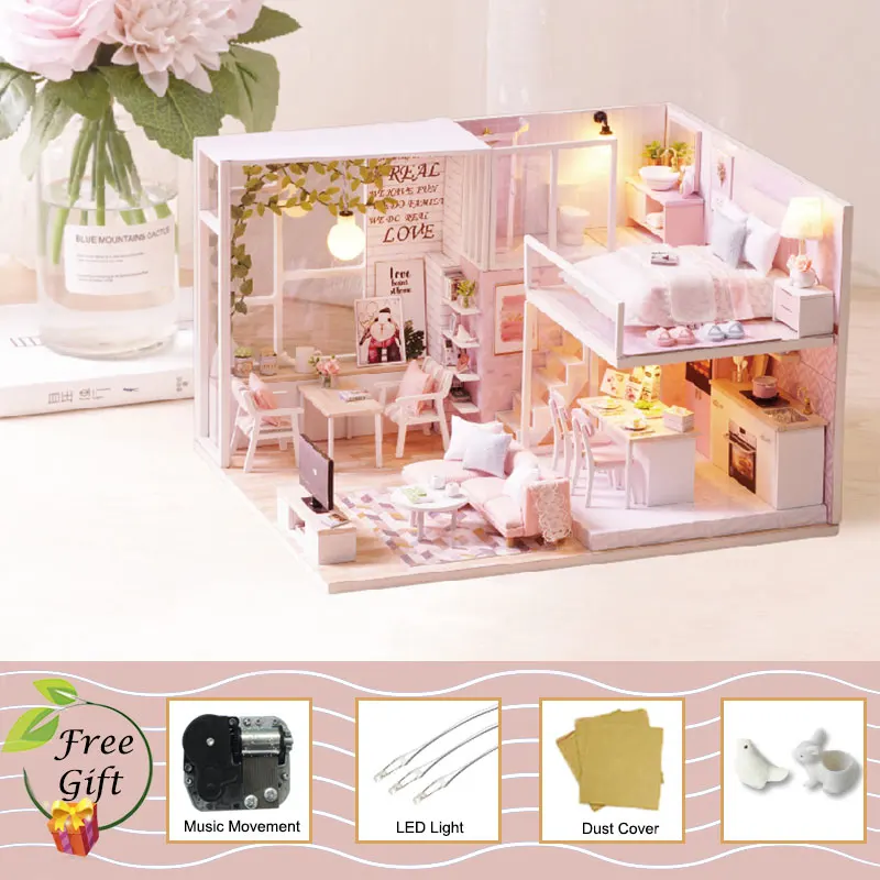 L22C Cutebee кукольный дом мебель миниатюрный кукольный домик DIY миниатюрный дом комната коробка театр игрушки для детей наклейки DIY кукольный домик A - Цвет: L22C