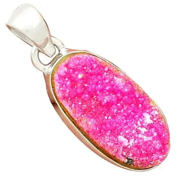 

Lovegem Genuine COBALT DRUZY Pendant 925 Sterling Silver, 34 mm, AP2865