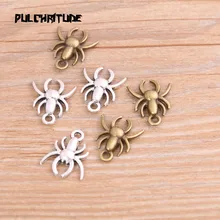20 sztuk 14*17mm nowy produkt dwa kolor pająk Charms wisiorek z motywem zwierzęcym biżuteria Metal biżuteria ze stopu znakowania