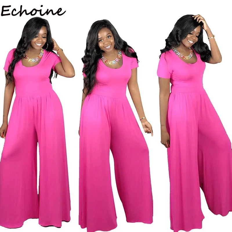 

Echoine Women Jumpsuit Loose Short Sleeve Plasuit Short Sleeve Long Wide Pants 2019 New Arrival Rompers Womens Jumpsuit Overalls