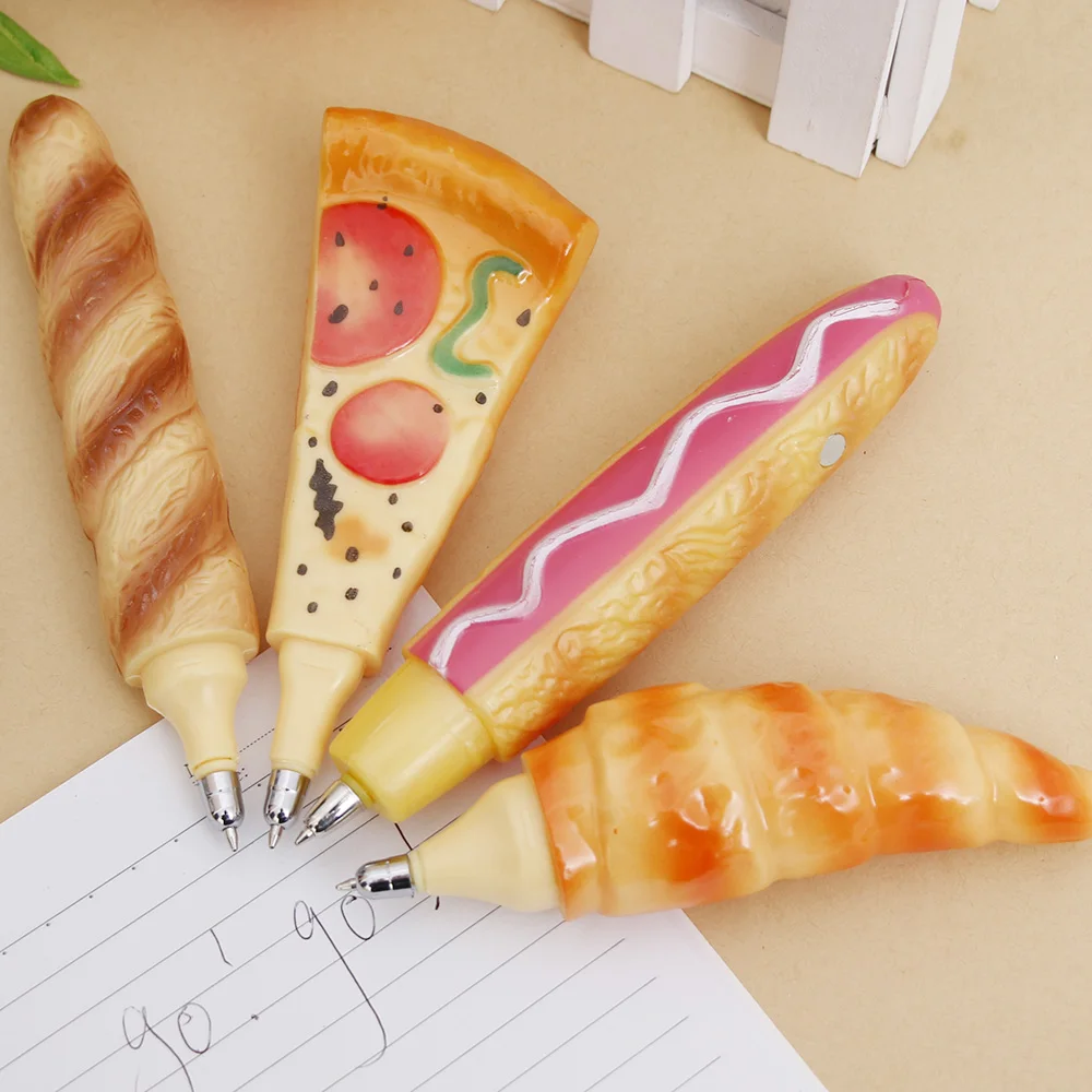 Забавная Шариковая ручка для пиццы, креативное моделирование, шариковые ручки для хлеба, канцелярские принадлежности, Canetas Escolar материал, офисные школьные принадлежности для письма