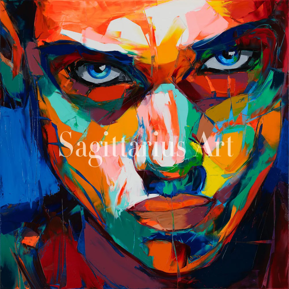 

Hand Painted Cool Face Art Francoise Nielly Designer Palette knife Untitled 112 Oil painting canvas Bedroom hallway Wall Decor