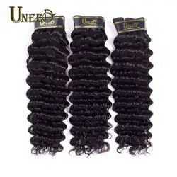 Uneed волос перуанский глубокая волна 3bundles/Lot 100% человеческих волос переплетения расширения 8-28 натуральный черный цвет может сравниться с