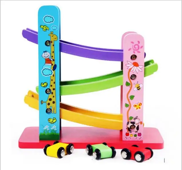 Творческий Деревянные игрушки блок маленький автомобиль играть на слайд орбиты инерции горки Игрушки для детей новинка игрушки juguetes - Цвет: A