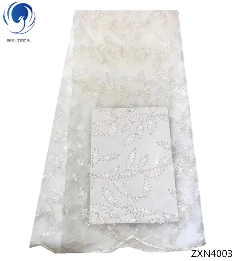 

BEAUTIFICA tulle lace fabric african lace fabric with sequins high quality sequin laces for wedding dress 5yards/lot ZXN40