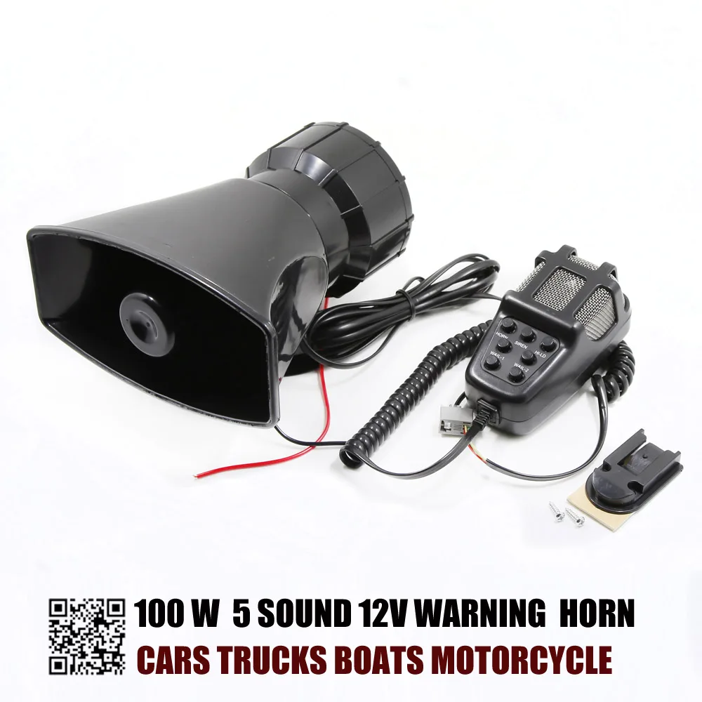 OKC 100 W Car horn Siren 5 Sound Horn Siren PA System 12V Warning Loud