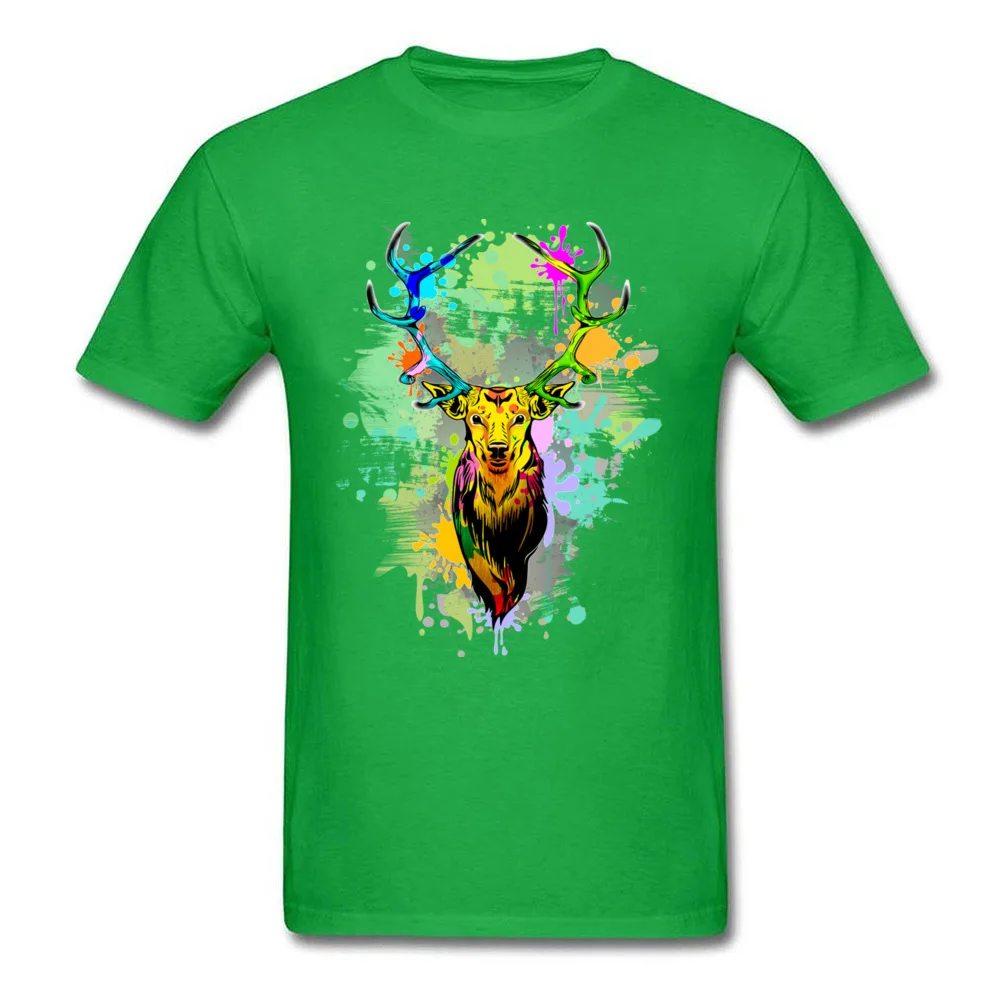 Design T-shirts Wholesale Crew Neck Deer PopArt Dripping Paint 100% Cotton Men Tops Tees Funny Short Sleeve Tee Shirt Deer PopArt Dripping Paint green