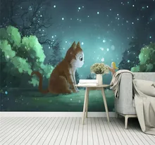 Custom wallpaper mural Nordic simple cartoon kitten flower children's room background wall decoration waterproof material Custom wallpaper mural Nordic simple cartoon kitten flower children's room background wall decoration waterproof material