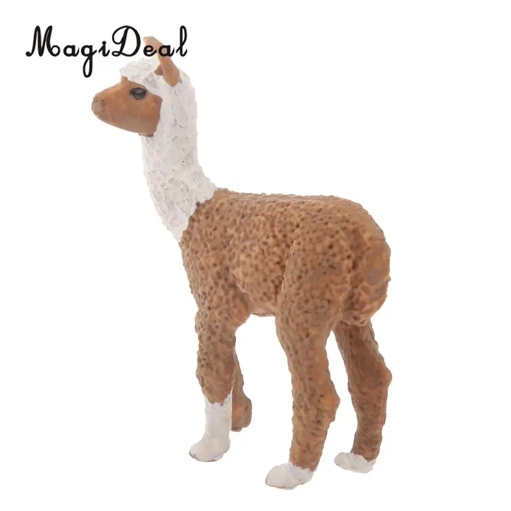 2 Pieces Realistic Wildlife Zoo Animal Camel Alpaca Model Action Figures Playset Kids Children Educational Toy Gift