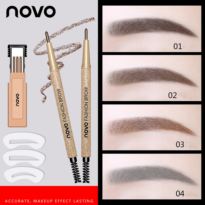 

NOVO Brand Eye Brow Tint Cosmetics Eyebrow Enhancer Paint Tattoo Eyebrow Pencil Pen Long Lasting Waterproof Eye Makeup Eyebrow