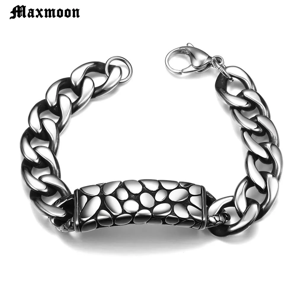 Maxmoon Solid Stainless Steel Men Bracelet Vintage Jewelry Chain Link Friendship Mens Bracelets &amp Bangles 2018 | Украшения и