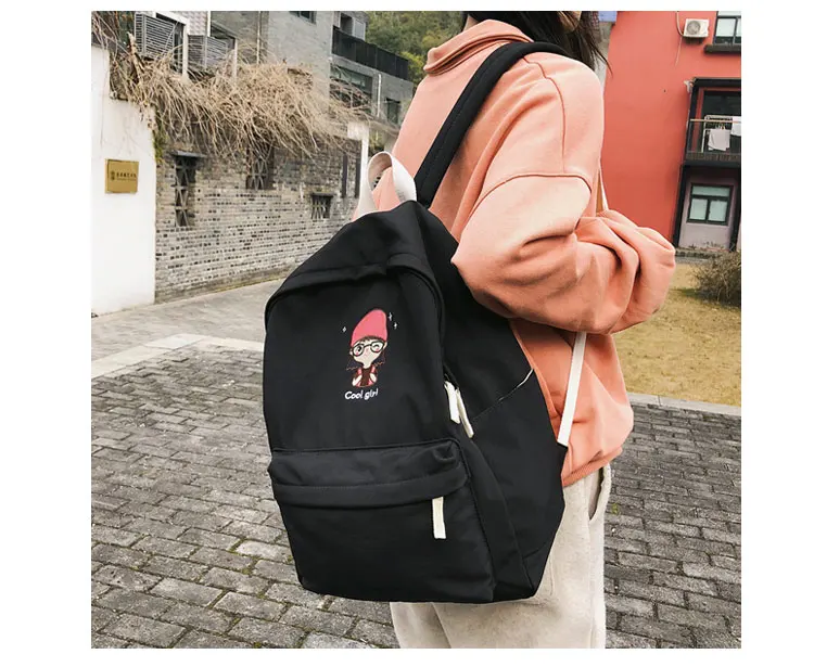 Janespri Cute School Bags for Teenage Girls Waterproof Nylon Embroidery Backpack Female Backpack Travel Bag School Mochilas New_14