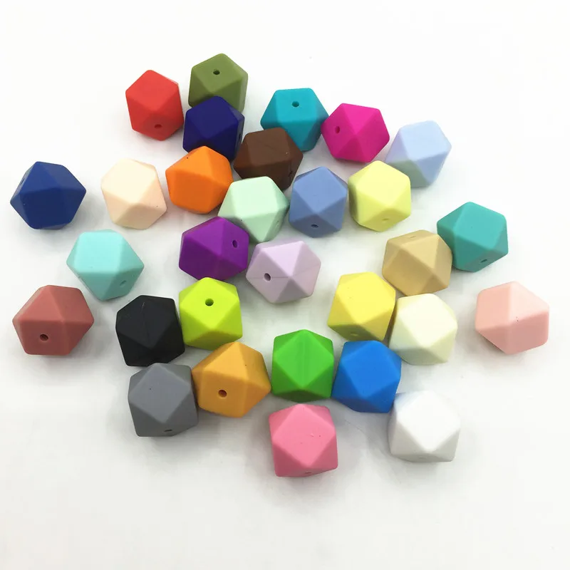 

2017 NEW 30pcs/lot silicone Loose Bead necklaces-23.2mm Large Hexagon Loose Silicone Beads for Teething Necklace