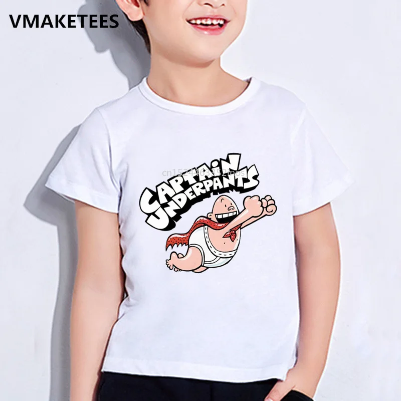 

Kids Summer Girls & Boys T shirt Captain Underpants Cartoon Printed Children's T-shirt Casual Funny Baby Clothes,HKP5252