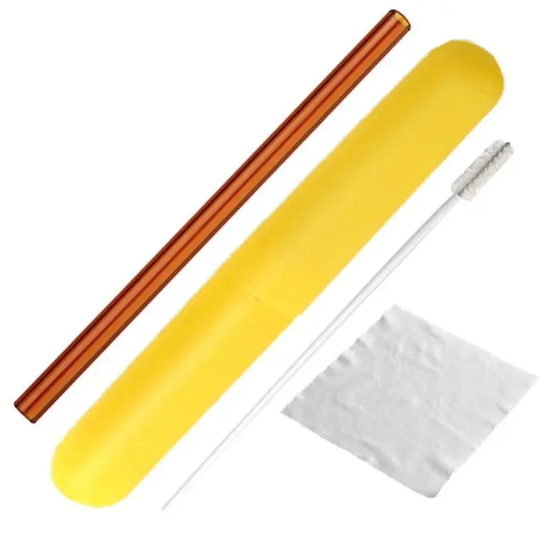 

High Quality Glass Drinking Tube Straw Reusable Drinking Straw Bend Pipette Suction Pipe Cleaner Brush Bar Accessories