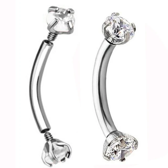 Isayoe 16g Internally Threaded 316l Surgical Steel Double Gem 3mm Isayoe 16g Internally Threaded 316l Surgical Steel Double Gem 3mm Eyebrow Ring Curved Barbell Body Piercing