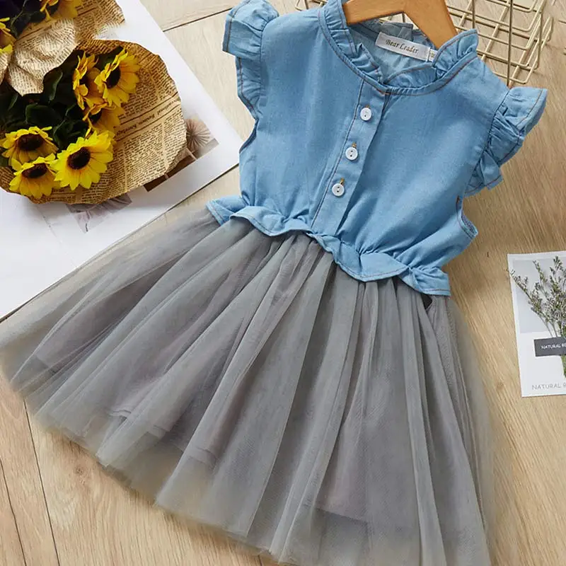 Сетчатое платье для девочек коллекция года, новые весенние платья Одежда для детей платье принцессы платье с бантом из шерсти для девочек возрастом от 2 до 8 лет - Цвет: az1532 blue