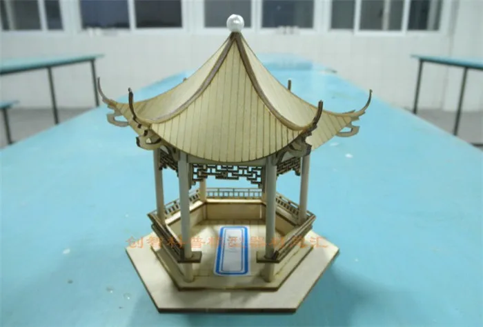 

NIDALE Model Chinese Classic Ancient wooden bower Hexagonal Pavilion model kits sand table wooden model