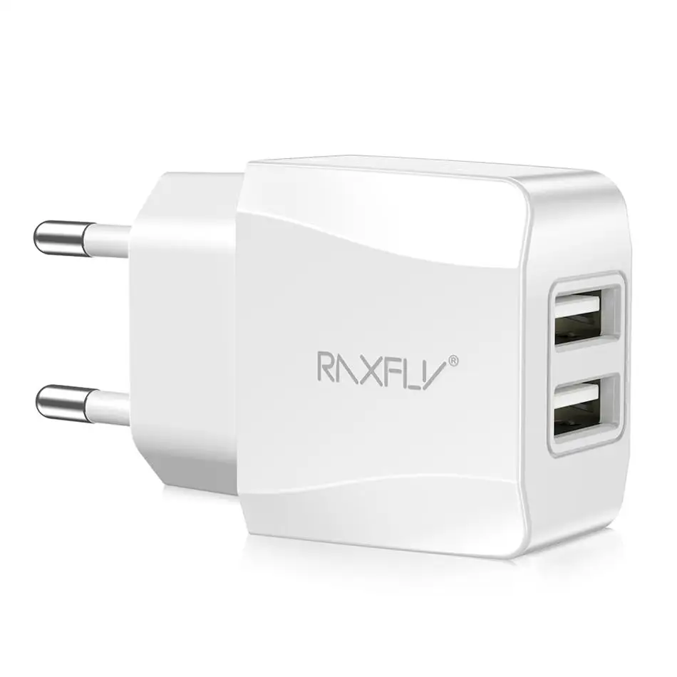 RAXFLY-Phone-Charger-For-iPhone-iPad-Samsung-Dual-USB-Charger-For-Xiaomi-Huawei-5V-2-1A