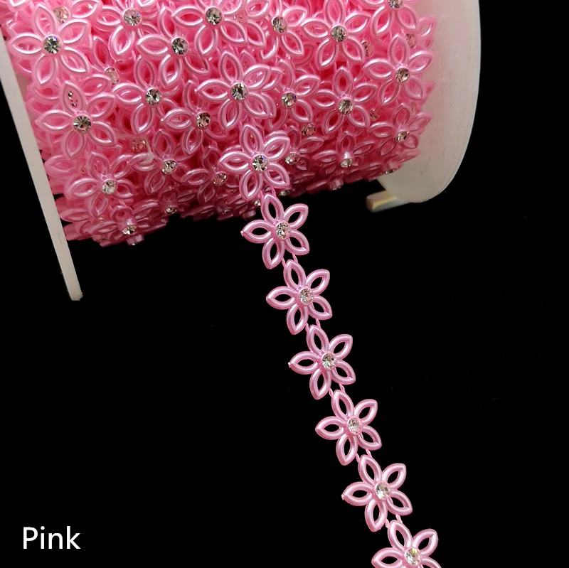 1 ярд 15 мм стразы на цепочке с кристаллами пришить на планки свадебное платье костюм с аппликацией - Цвет: Pink