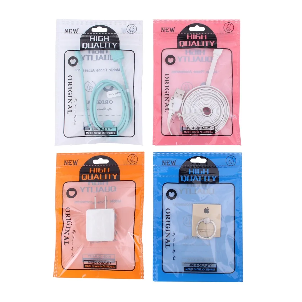 

USB Cable Organizer 4X6 inch Mylar Zip lock Packaging Bag With Hang Hole Static Bags For Earphone line