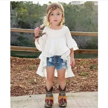 

2017 newest design girls flare sleeve children dresses baby dresses long sleeve baby clothes dress