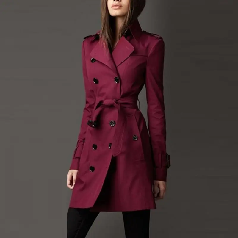 Elegant Vintage Long Trench Coat Women Autumn Casual Office England Ladies Slim Thin Overcoat Pocket 2019 Fall Female Outerwear