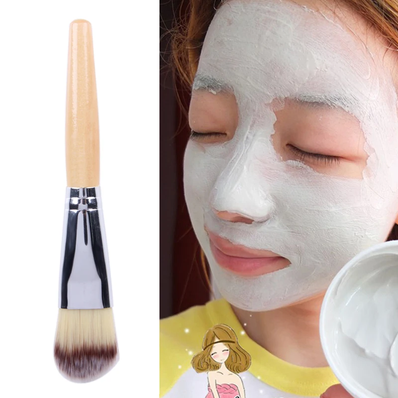 1 peice Bamboo Handle Facial Mask Brush Professional Foundation Powder Concealer Makeup Brushes Face Mask Mud Brush Maquiagem 2 pcs professional silicone facial face mask mud mixing skin care beauty makeup brushes foundation tools maquiagem