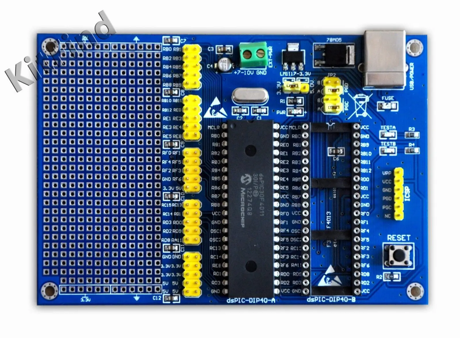 

PIC DsPIC Microcontroller Learning Development Board ReadydsPIC-40P + DsPIC30F4011