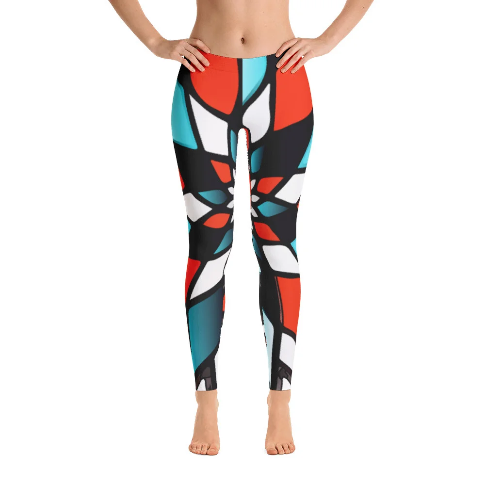 Best Summer Sportswear Workout Female Colorful Elastic Force Leggings Digital Printing Geometry Breathable Leggings For Ladies