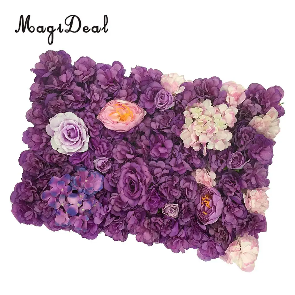 Romantic Artificial Flower Wall Panels Wedding Venue Roses Hydrangea Floral Decor Type A 5 Colors Choice	
