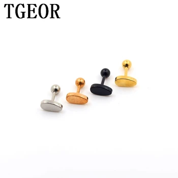 

free shipping Hot Charm titanium colors 40pcs 1.2*6*4/(4*8)mm ellipse surgical Stainless Steel ear tragus piercing earring