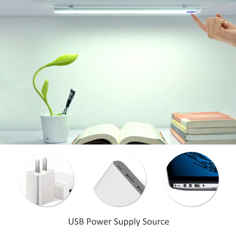 

2 Pcs Touch Switch LED Sensor Bar Lamp with USB Power Supply-Household Decoration Led Light for Closet/Wardrobe/Kitchen/Bedroom