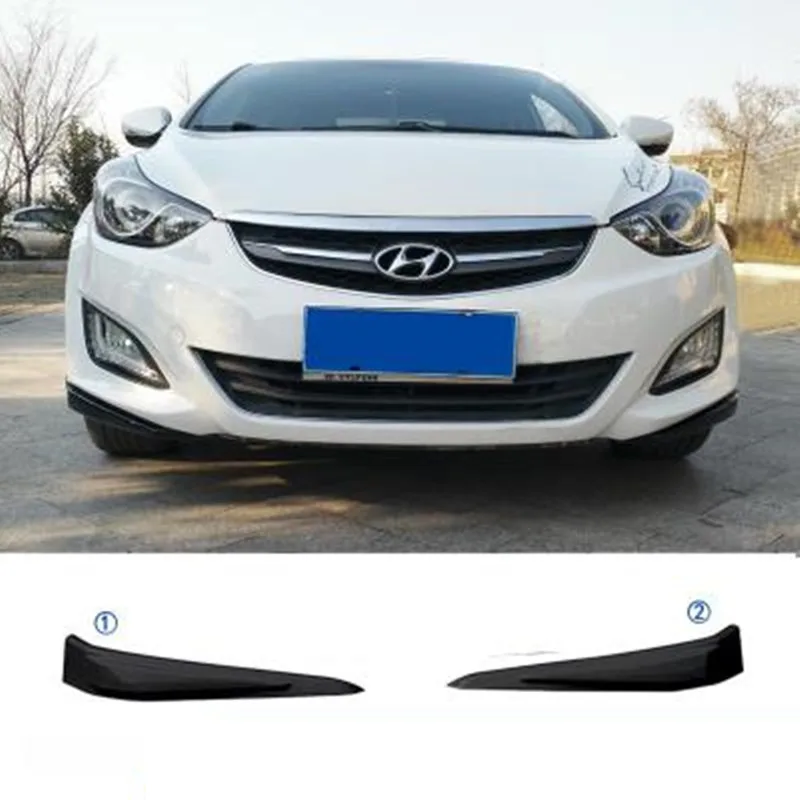 Использование для hyundai Elantra Avante бампер губы 2012- Комплект кузова спойлер спортивные аксессуары защита переднего и заднего бампера - Цвет: Front 2pcs Black