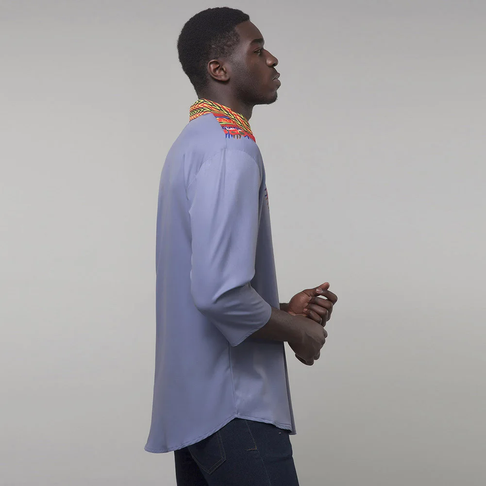 SUNGIFT Африканский Мужской Топ традиционная одежда с принтом топ с длинными рукавами Дашики стоячий воротник Мужская рубашка оверсайз Faddish