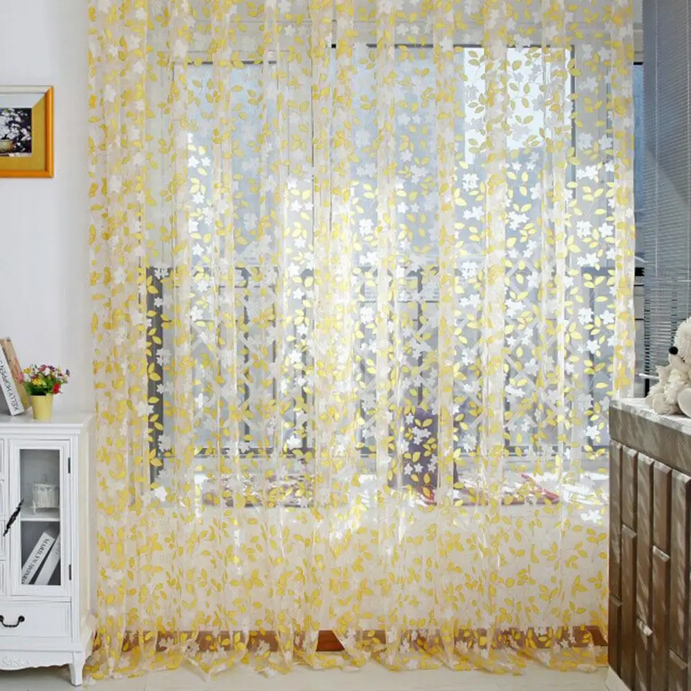 

Fashion Pastoral Printed Tulle Voile Sheer Panel Screen Curtain Door Window Balcony