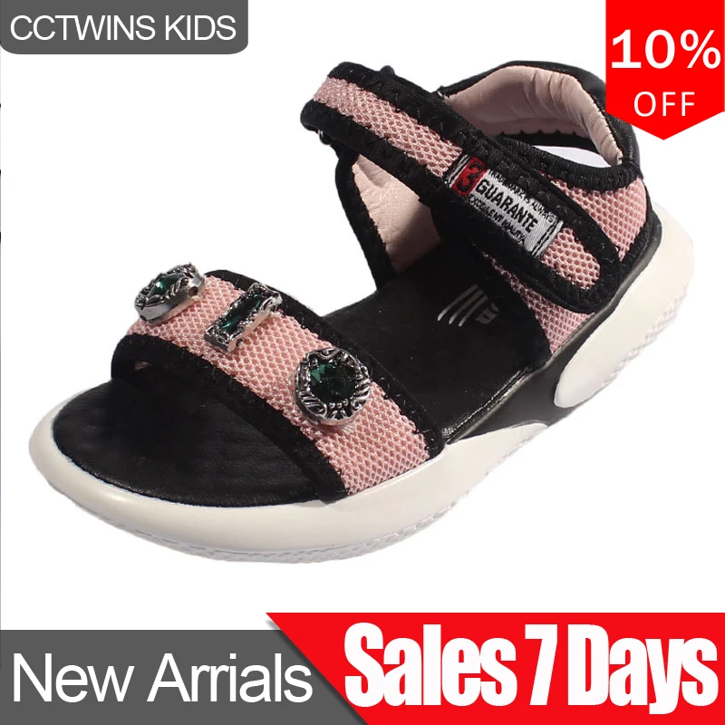 

CCTWINS Kids Shoes 2019 Summer Girls Fashion Princess Rhinestone Sandals Children Beach Flats Toddler Baby Barefoot Shoes BS373