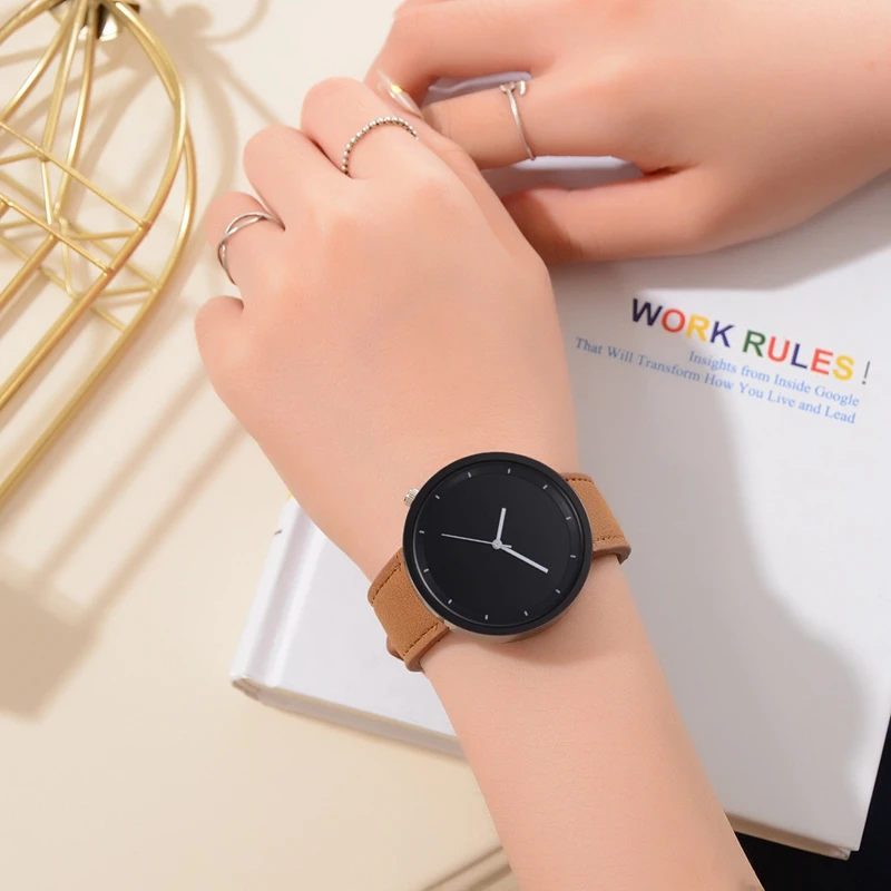 

Women's Fashion Quartz Watch Brief Design Creative All Match Chic Accessory Uhren For Women Leather Wrist Watch Reloj Mujer