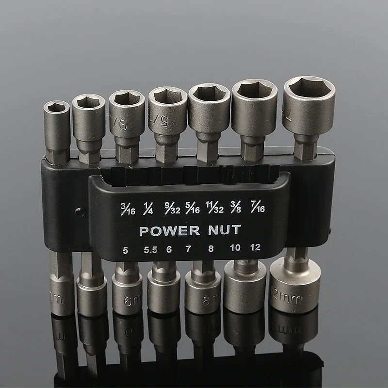 

14pcs Pneumatic Strong Power Nut Driver Drill Bit Set 1/4" Hex Shank SAE Metric Socket Wrench Screw One-piece Hand Tool Kit
