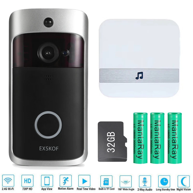 Mejor Compra Videoportero inteligente IP con WIFI, timbre de puerta de teléfono, cámara de seguridad inalámbrica con alarma IR para apartamentos gzLgrpjn